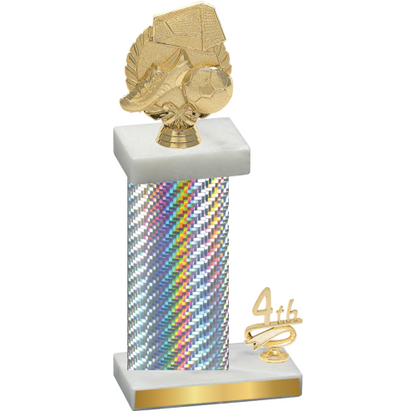 Accented Single Silver Carbon Fiber Fourth Place Soccer Trophy