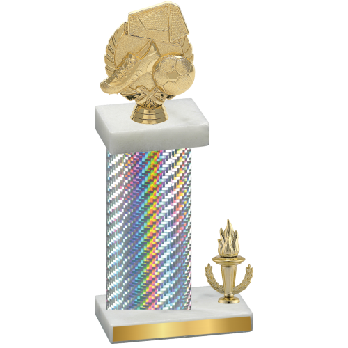 Accented Single Silver Carbon Fiber Victory Soccer Trophy