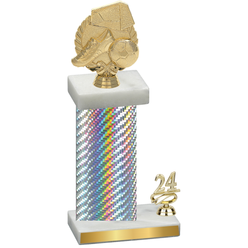 Accented Single Silver Carbon Fiber Year Soccer Trophy