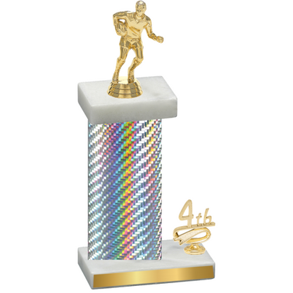 Accented Single Silver Carbon Fiber Fourth Place Rugby Trophy