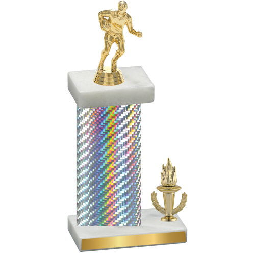 Accented Single Silver Carbon Fiber Victory Rugby Trophy