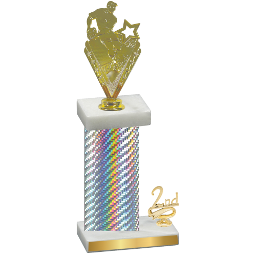 Accented Single Silver Carbon Fiber Second Place Rugby Trophy