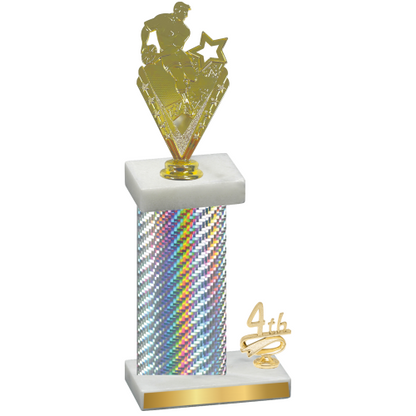 Accented Single Silver Carbon Fiber Fourth Place Rugby Trophy