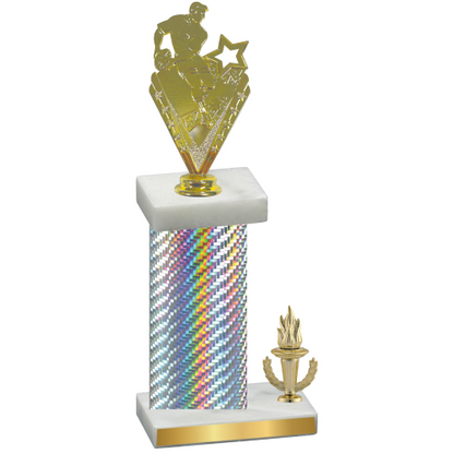 Accented Single Silver Carbon Fiber Victory Rugby Trophy