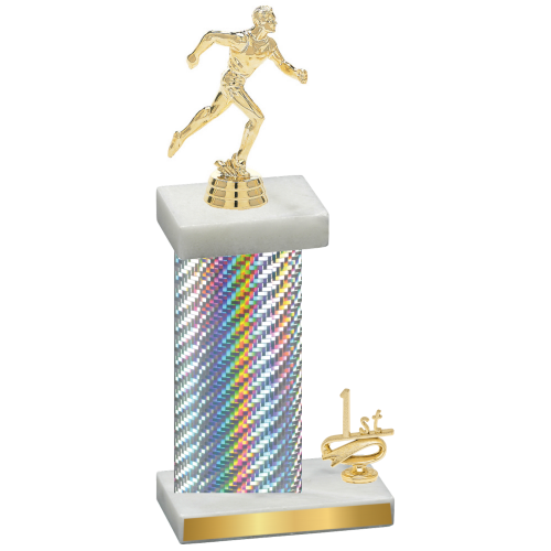 Accented Single Silver Carbon Fiber First Place Running Trophy