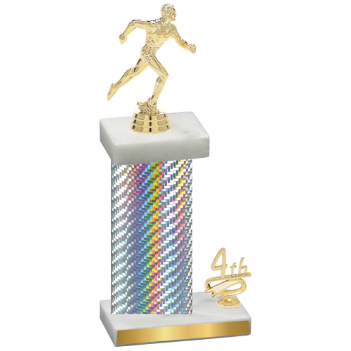 Accented Single Silver Carbon Fiber Fourth Place Running Trophy