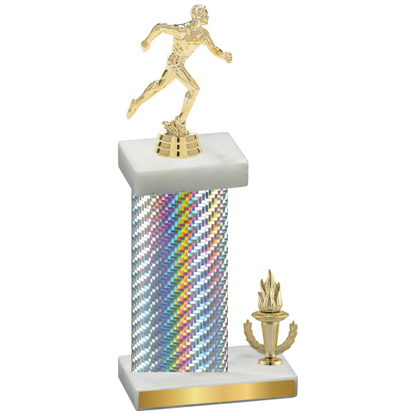 Accented Single Silver Carbon Fiber Victory Running Trophy