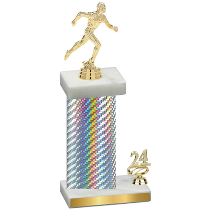 Accented Single Silver Carbon Fiber Year Running Trophy