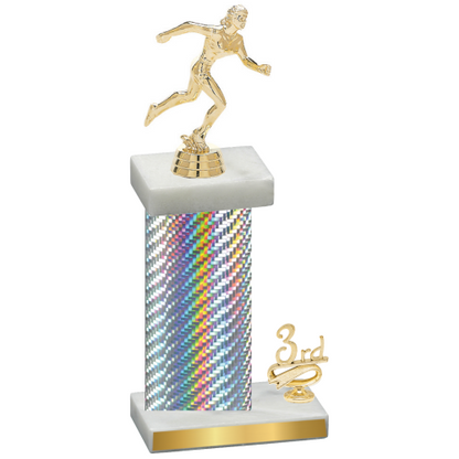 Accented Single Silver Carbon Fiber Third Place Running Trophy