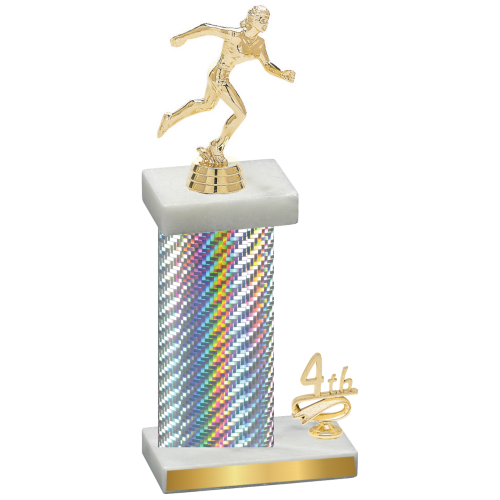 Accented Single Silver Carbon Fiber Fourth Place Running Trophy