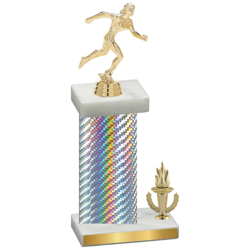 Accented Single Silver Carbon Fiber Victory Running Trophy