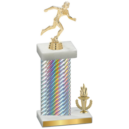 Accented Single Silver Carbon Fiber Victory Running Trophy