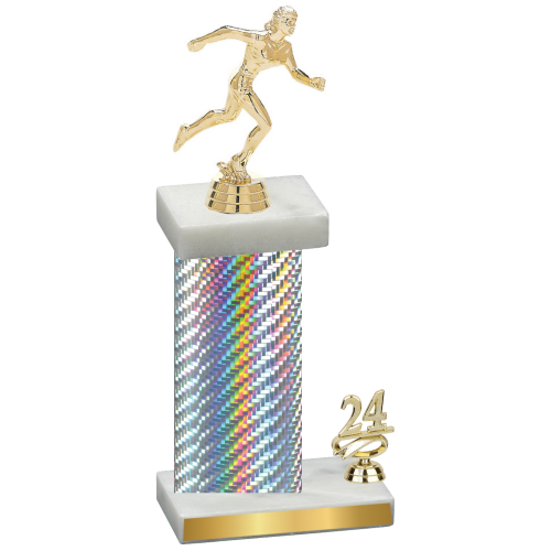 Accented Single Silver Carbon Fiber Year Running Trophy