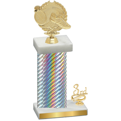 Accented Single Silver Carbon Fiber Third Place Running Trophy