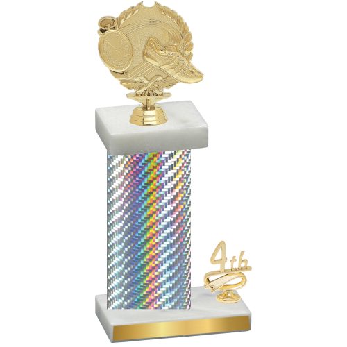 Accented Single Silver Carbon Fiber Fourth Place Running Trophy