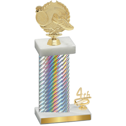 Accented Single Silver Carbon Fiber Fourth Place Running Trophy