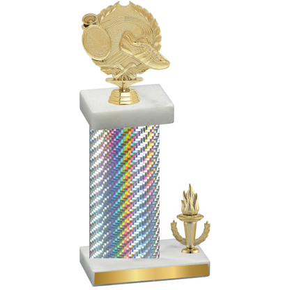 Accented Single Silver Carbon Fiber Victory Running Trophy