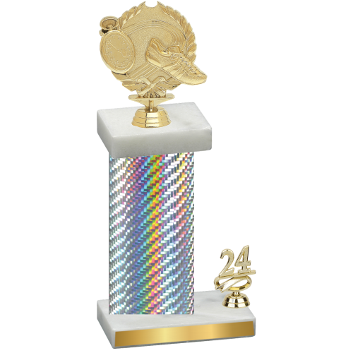 Accented Single Silver Carbon Fiber Year Running Trophy