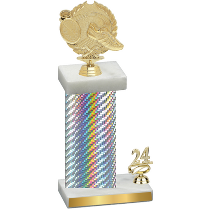Accented Single Silver Carbon Fiber Year Running Trophy