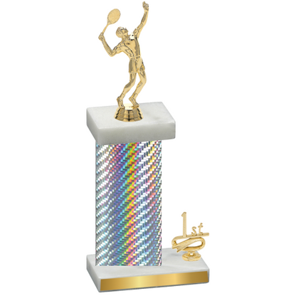 Accented Single Silver Carbon Fiber First Place Tennis Trophy