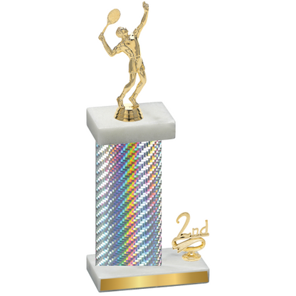 Accented Single Silver Carbon Fiber Second Place Tennis Trophy