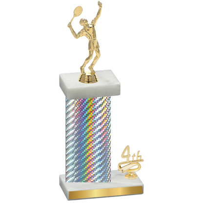 Accented Single Silver Carbon Fiber Fourth Place Tennis Trophy