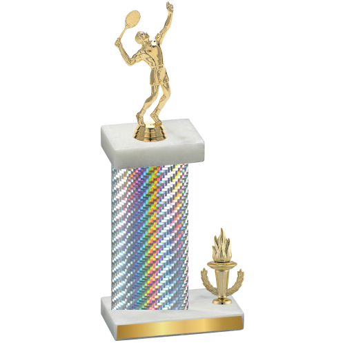 Accented Single Silver Carbon Fiber Victory Tennis Trophy