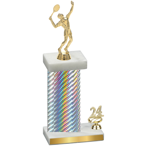 Accented Single Silver Carbon Fiber Year Tennis Trophy