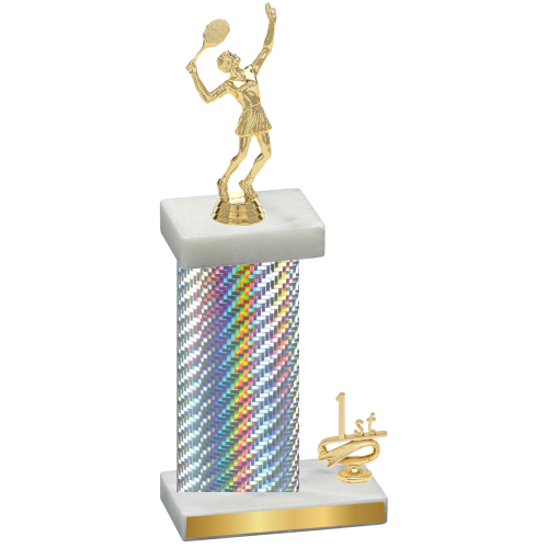 Accented Single Silver Carbon Fiber First Place Tennis Trophy