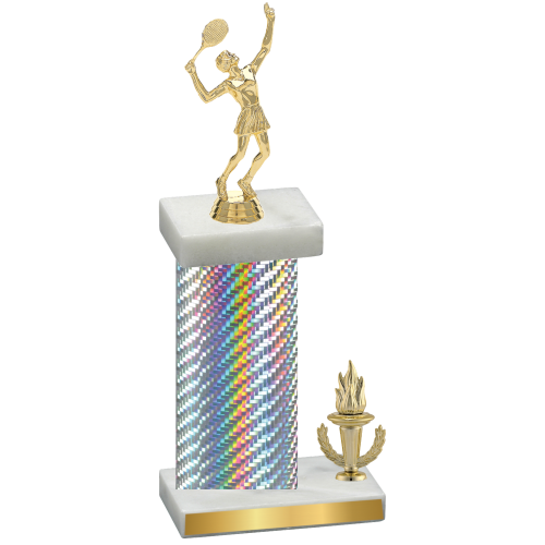 Accented Single Silver Carbon Fiber Victory Tennis Trophy
