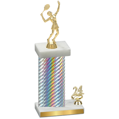 Accented Single Silver Carbon Fiber Year Tennis Trophy