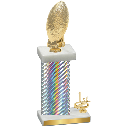 Accented Single Silver Carbon Fiber First Place Football Trophy