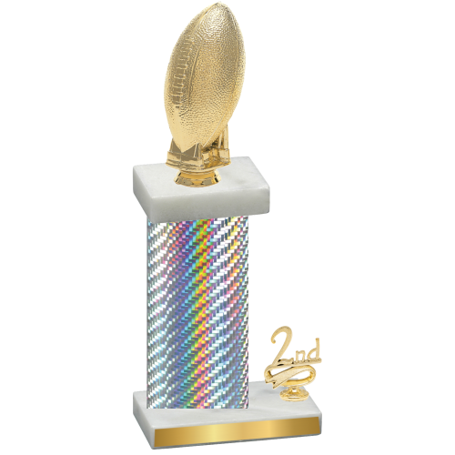 Accented Single Silver Carbon Fiber Second Place Football Trophy