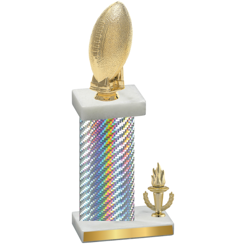 Accented Single Silver Carbon Fiber Victory Football Trophy