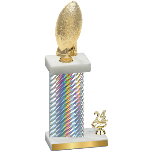 Accented Single Silver Carbon Fiber Year Football Trophy