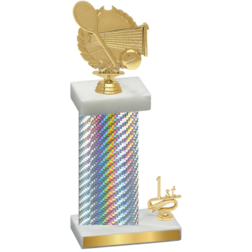 Accented Single Silver Carbon Fiber First Place Tennis Trophy