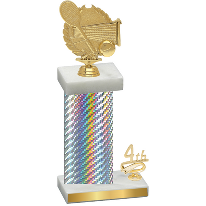 Accented Single Silver Carbon Fiber Fourth Place Tennis Trophy