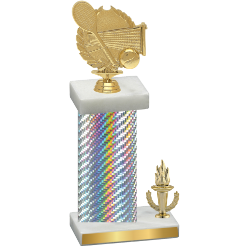Accented Single Silver Carbon Fiber Victory Tennis Trophy
