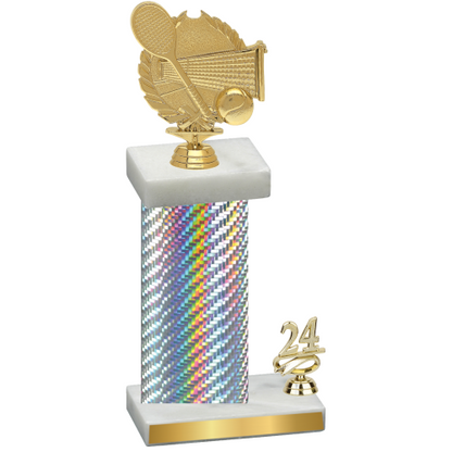 Accented Single Silver Carbon Fiber Year Tennis Trophy