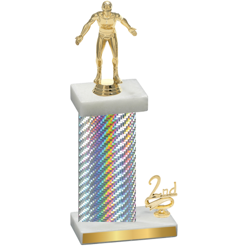 Accented Single Silver Carbon Fiber Second Place Wrestling Trophy