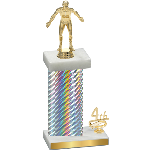 Accented Single Silver Carbon Fiber Fourth Place Wrestling Trophy