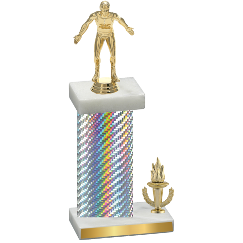 Accented Single Silver Carbon Fiber Victory Wrestling Trophy