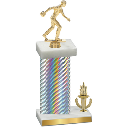 Accented Single Silver Carbon Fiber Victory Bowling Trophy