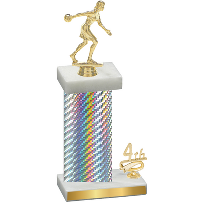 Accented Single Silver Carbon Fiber Fourth Place Bowling Trophy