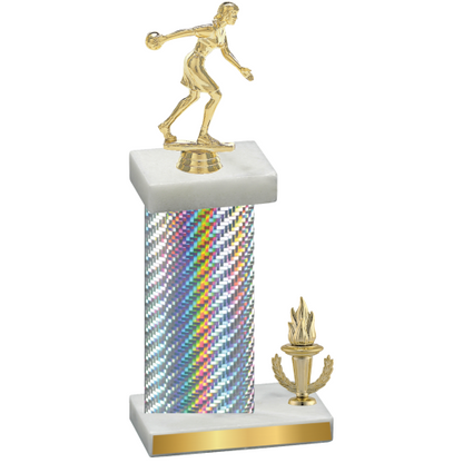 Accented Single Silver Carbon Fiber Victory Bowling Trophy