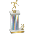 Accented Single Silver Carbon Fiber Year Bowling Trophy
