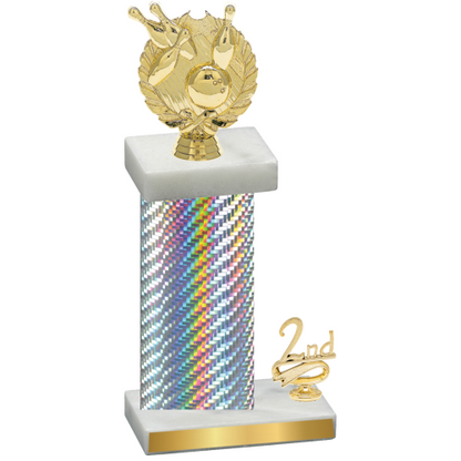 Accented Single Silver Carbon Fiber Second Place Bowling Trophy