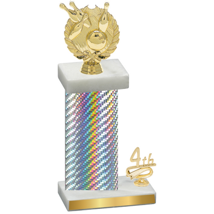 Accented Single Silver Carbon Fiber Fourth Place Bowling Trophy