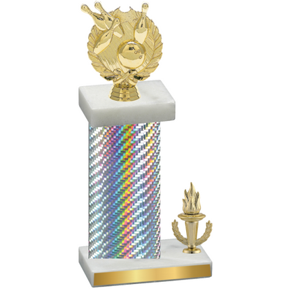 Accented Single Silver Carbon Fiber Victory Bowling Trophy