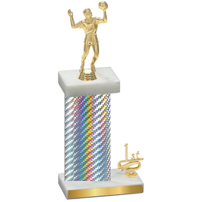 Accented Single Silver Carbon Fiber First Place Volleyball Trophy